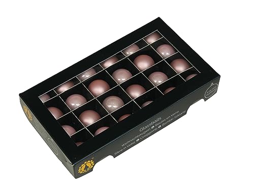 24 STK Weihnachtskugeln Glas rosa Rose Altrosa 24er Set Christbaumkugeln o502 Christbaumschmuck Edel Weihnachtsdeko Baumschmuck Hänger Glaskugeln von RiloStore