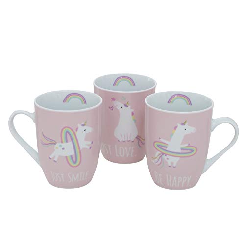 3 STK Kaffeetassen Einhorn rosa Porzellan Kaffee Tassen Becher Pott Unicorn Regenbogen Teetassen Kaffeepott Geschenk Valentinstag von RiloStore