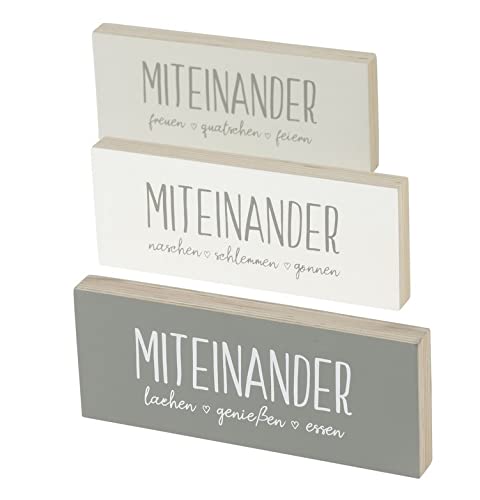 3er Set Holz AUFSTELLER 25x10x2,5cm - MITEINANDER - Holz Schild Dekoobjekt maritim Schilder Set Deko Schild Weiss grau Holzschilder Gemeinsam Sein Zusammen Sein Leben Lieben Lachen 3er Set Holz AUFSTELLER 25x10x2,5cm - MITEINANDER - Holz Schild Dekoobjekt maritim Schilder Set Deko Schild Weiss grau Holzschilder Gemeinsam Sein Zusammen Sein Leben Lieben Lachen von RiloStore