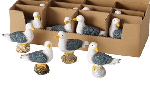 4er SET Möwe Moin Moin Deko Vögel Seemöwen b390 Geschenke Möwen maritime Dekoration Aufsteller Dekoobjekt maritim weiss braun grau Mitbringsel Tischdeko von RiloStore