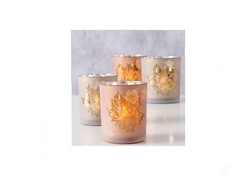 4er Set Windlichter Blätter 10x8cm Geschenkset Herbstdeko Strand Tischdeko Windlicht Gras Hochzeitsdeko Strandhochzeit maritim Deko von RiloStore