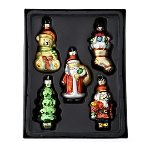 5 STK Glashänger Baum Bär Weihnachtsmann Stiefel Nußknacker Nikolaus Baumschmuck Glas Kugeln ili75141 Weihnachtskugeln GLASHÄNGER von RiloStore