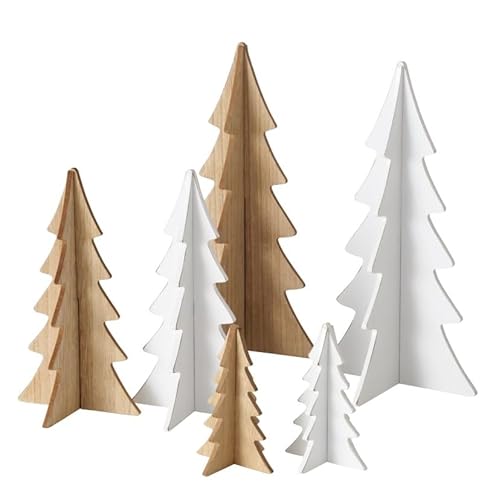 9 STK Weihnachtsbaum 11-30cm groß Weiss braun Wald Aufsteller Holz Bäume Tischdeko Tannenbäume Holzbäume Weihnachtsdeko b991 Tischschmuck Schaufensterdeko Dekowald von RiloStore