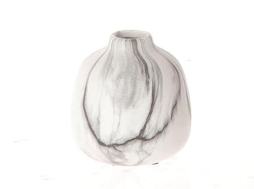 Blumenvase marmoriert 10x11cm Vase Keramik Bodenvase Tischdeko Marmor Look Weiss grau Deko Hochzeitsdeko bauchige Vase Boho Ibiza von RiloStore