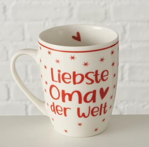 Kaffeetasse - Liebste Oma der Welt - 350ml Keramik n741 Tasse rot weiss Geschenk Weihnachten Kaffeepott Kaffeetasse Teetasse Papi Vater… von RiloStore