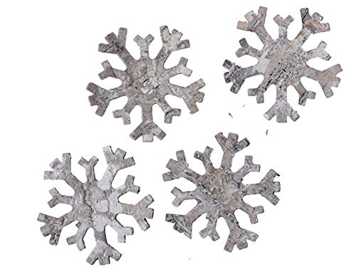 RiloStore 100 STK Schneeflocken 5,5cm Birke Holz Birkenrinde Weihnachtsdeko Birken Schneeflocke Naturdeko Shabby Chic Weiss grau White Washed Weihnachten Basteln Adventskranz Adventsdeko von RiloStore