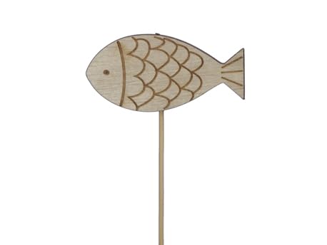 RiloStore 12 STK Dekostecker Fisch 7cm / 30cm Stecker Fische o337 Holzfische Konfirmation Kommunion Geschenk Gesteckdeko Floristik Picks Fische Jesus Inri Dekoration Taufe Strandhochzeit von RiloStore