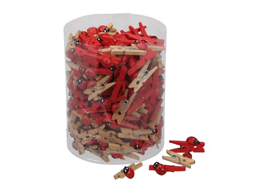RiloStore 180 STK Marienkäfer 2cm Holz Streuteile braun rot Weiss Deko Glückskäfer Glücksbringer Tischdeko Weihnachtsdeko Klammern Geschenkdeko Fensterdeko von RiloStore
