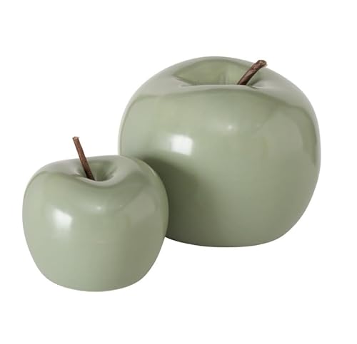 RiloStore 2 STK Deko Apfel grün hellgrün Porzellan b536 Dekoapfel Obst Früchte Äpfel Dekoobjekt Früchte Stillleben Herbstdeko Dekoration Apfeldeko Herbst Dekofrucht von RiloStore