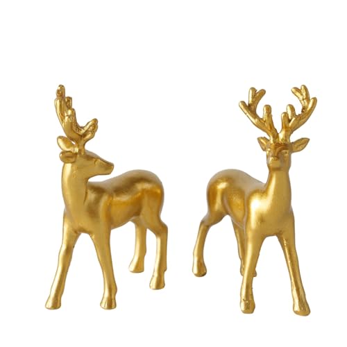 RiloStore 2 STK Hirsche Gold Farben Weihnachtsdeko Hirsch zum Stellen 2er Set Tischdeko Geweih Waldtiere Kunstharz handbemalt b175 RiloStore 2 STK Hirsche Gold Farben Weihnachtsdeko Hirsch zum Stellen 2er Set Tischdeko Geweih Waldtiere Kunstharz handbemalt b175 von RiloStore