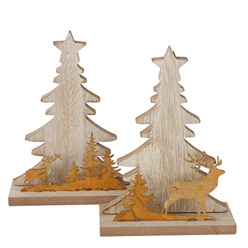 RiloStore 2er Set Dekoaufsteller Nr3752 15cm Holz braun Metall rost WEIHNACHTSLANDSCHAFT Weihnachtsdeko Aufsteller Fensterdeko Holzbäume Elch Hirsch Xmas Dekoration RiloStore 2er Set Dekoaufsteller Nr3752 15cm Holz braun Metall rost WEIHNACHTSLANDSCHAFT Weihnachtsdeko Aufsteller Fensterdeko Holzbäume Elch Hirsch Xmas Dekoration von RiloStore
