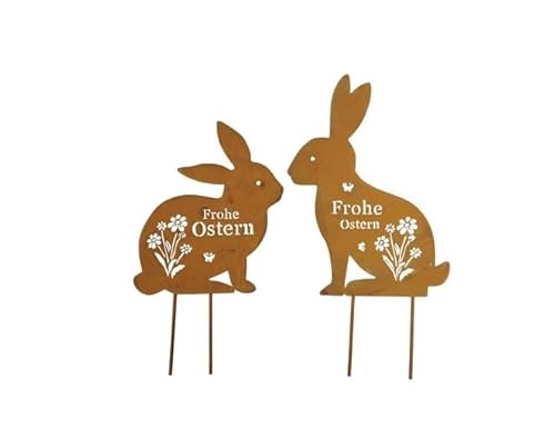 2er Set Hasen Metall 14/18cm rost braun Deko Osterhasen Häschen Basteln Osterdeko dekorieren Ostern Metallhasen Rostdeko ps863 Shabby Chic Nostalgie von RiloStore