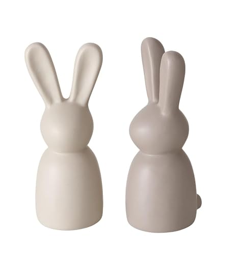 RiloStore 2er Set Osterhase Hubsie beige Taupe 11cm Hasen Geschenkset Ostern Deko Osterhasen Osterdeko süß Landhaus Set Hase niedlich b284 von RiloStore