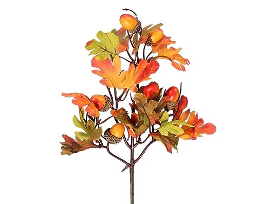 RiloStore 3 STK Herbstzweig 32cm Deko Zweige Herbstdeko Eicheln Herbstlaub Äste Ahorn Dekozweig Laub Dekoration Herbst Winter Gestecke Floristik Äste von RiloStore