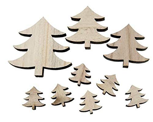 RiloStore 30 STK Bäume braun Holz Weihnachtsdeko Nostalgie Holz Tannenbäume Mix Streuteile Basteln Deko Holzbäume von RiloStore