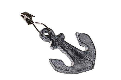 RiloStore 4 STK Tischdeckenbeschwerer Anker Gußeisen Tischdeckengewichte extra schwer Eisen Anker grau Tischdeckenklammern Gewichte Tischdecke Klammer Clip maritim Metallanker von RiloStore