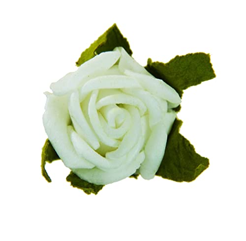 RiloStore 50 STK Rosen cremeweiß Streurosen Foam Röschen Tischdeko Hochzeitsdeko Creme Weiss Rose mit Draht Dekorosen 1,5cm Hochzeit Taufe Kommunion Beerdigung von RiloStore