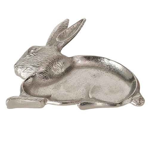 RiloStore Dekoschale Hase Sini Metallschale Osterhase 18x17x3cm Deko Schale Utensilo Aluminium Osterschmuck Dekoration Tischdeko Osterdeko Hasenschale Süßigkeiten Korb Box von RiloStore