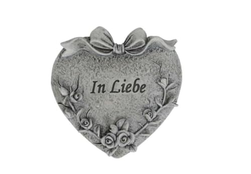 RiloStore Grabschmuck Herz 10cm - In Liebe - Trauerdeko Grabdekoration Beerdigung Grabdeko Trauerdekoration Grabstein Andacht ps540 Grabherz von RiloStore