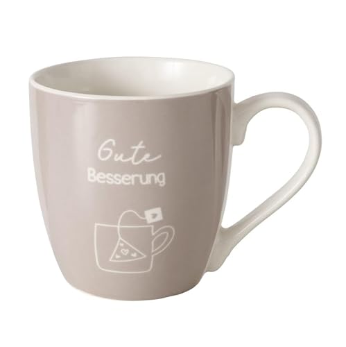 RiloStore Kaffeetasse XL 400ml - Gute Besserung - Gesundheit - Glückwunsche b068 Jumbo Pott Keramik grau weiss Kaffeebecher Jumbobecher Jumbotasse Kaffeepott Teetasse von RiloStore