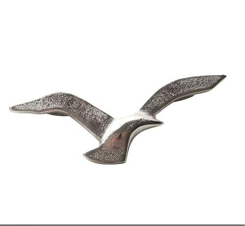 RiloStore Möwe 22cm breit silber farben Aluminium Wanddekoration b012 Wanddeko Möwen Vögel Wandobjekt Vogel-Skulpturen Wandbild Dekovögel Metallvögel von RiloStore