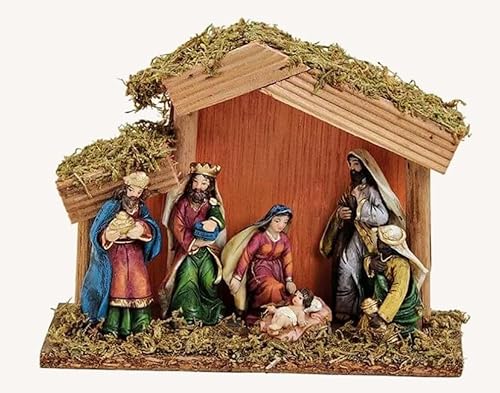 RiloStore Tischkrippe Krippe 20x15x8cm Krippenszene w720 Natur braun grau Deko Figuren Christus Jesus Weihnachtskrippe Kunstharz Weihnachten Geschenk Tischdeko Krippenfiguren … von RiloStore