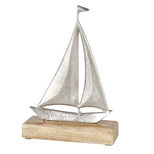 Segelboot Eisen auf Mangoholz Sockel 22x15cm Maritime Dekoration Metallboot Aufsteller Dekoobjekt Holz Anker Schiff Boot Ostsee Nordsee von RiloStore
