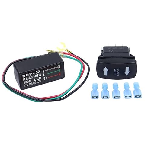 Riloer 12V Blinkerwippschalter mit Blinker Ein/Aus/Ein ATV UTV-Kit LED-Blinkrelais Wippschalter Wasserdichter Anti-Schock für Motorrad Traktor Boot Wohnmobil Fahrzeug Offroad-Pickup von Riloer