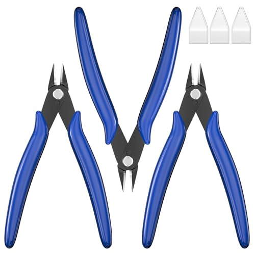 Riloventa 3 Stücke seitenschneider klein set, drahtschneider abgewinkelter, modellbau werkzeug, blau wire cutter pliers, drahtschere, kabelschneider, für Electronics, Kabelbinder PCB, weiche Drähte Riloventa 3 Stücke seitenschneider klein set, drahtschneider abgewinkelter, modellbau werkzeug, blau wire cutter pliers, drahtschere, kabelschneider, für Electronics, Kabelbinder PCB, weiche Drähte von Riloventa
