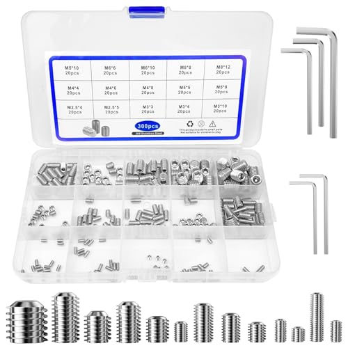Riloventa M3 Schrauben Set Edelstahl 304, M4 M5 M6 Gewindestifte Set Schrauben für Türklinken Madenschrauben, Madenschraube für Türklinke Gewind Sechskant Schraub, Inbusschrauben Sortiment Hex Grub Riloventa M3 Schrauben Set Edelstahl 304, M4 M5 M6 Gewindestifte Set Schrauben für Türklinken Madenschrauben, Madenschraube für Türklinke Gewind Sechskant Schraub, Inbusschrauben Sortiment Hex Grub von Riloventa