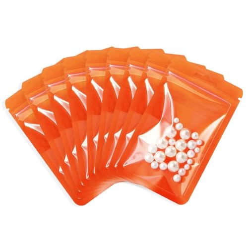 Rimiko 100 Stück Verdickte Druckverschlussbeutel Plastikbeutel, Wiederverschließbare Tasche Zip Folien Mylar zur Aufbewahrung von Lebensmittel und für Verpacken Proben, (Orange, 7,5 x 10 cm) von Rimiko