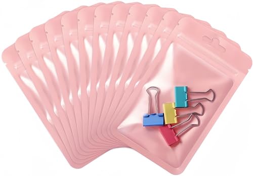 Rimiko 100 Stück Verdickte Druckverschlussbeutel Plastikbeutel, Wiederverschließbare Tasche Zip Folien Mylar zur Aufbewahrung von Lebensmittel und für Verpacken Proben, (Rosa, 8,5x13 cm) von Rimiko