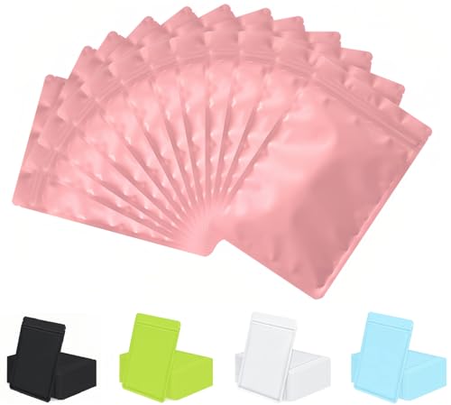 Rimiko 50 Stück Druckverschlussbeutel Zip Folienbeutel Undurchsichtig, Wiederverschließbare Tasche Mylar Ziplock zur Aufbewahrung von Lebensmittel und für Verpacken Proben (Rosa, 12x20cm) von Rimiko