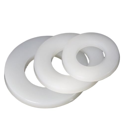 10-100 stücke Schwarz/Weiß Nylon Flache Washer Spacer Kunststoff Isolierung Dichtungen Dichtung Ring M2-M20(White,M6X12X1.5(50pcs)) von Rimmean