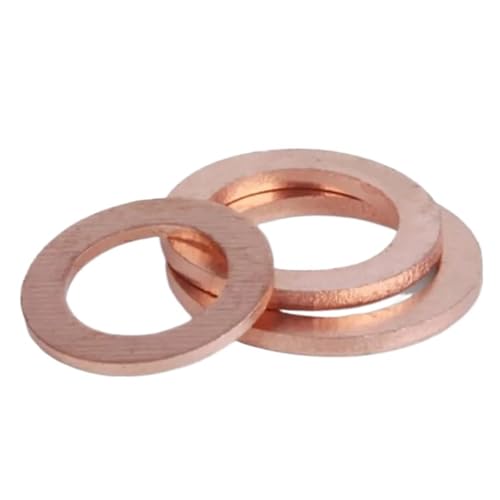 20/50 Stück M3-M10 Dicke 0,1 mm-0,5 mm dünne Kupferscheibe Shim Flachring Dichtungsringe Dichtung Unterlegscheiben(M3X6 50PCS,Thickness 0.2mm) von Rimmean