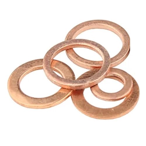 5-100 Stück rote Kupferdichtung, Marine-Meter-Dichtungsring, Dichtung, Kupfer, runde Schraube, Metall, flache Unterlegscheibe M3-M10(20pcs M10x16x1) von Rimmean