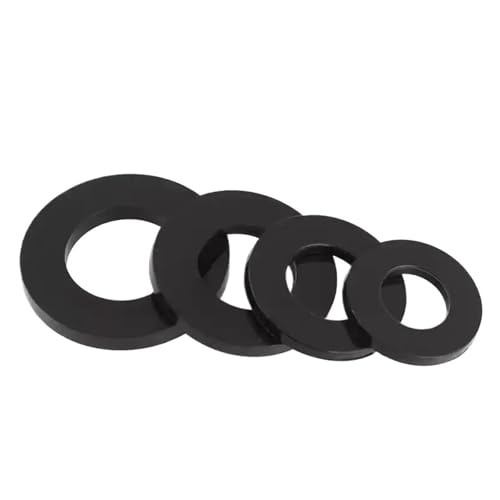 50 Stück M2 M2.5 M3 M4 Schwarze Kunststoff-Nylon-Unterlegscheibe Kunststoff-Isolier-Abstandshalter Dichtungen Nylon-Unterlegscheiben Flachdichtung 0,5-2 mm(M3x10x0.8-50pcs) von Rimmean