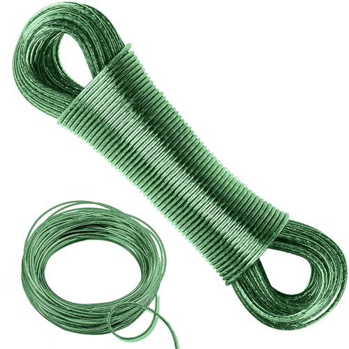 20m Wäscheleine mit Stahlkern Draußen - 3mm mit stabilen Stahlkern mit Einer Tragfähigkeit von 120kg Rostfrei und Wasserdicht Wäschelseil für Haushalt, Garten und Camping Grün 20m Wäscheleine mit Stahlkern Draußen - 3mm mit stabilen Stahlkern mit Einer Tragfähigkeit von 120kg Rostfrei und Wasserdicht Wäschelseil für Haushalt, Garten und Camping Grün von Rinfency