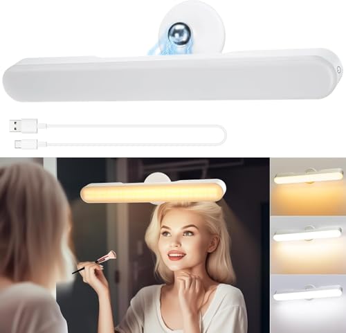 LED schminktisch beleuchtung, Dimmbar Vanity Mirror Licht für Schminktisch Lampe, 4000mAH Wiederaufladbar Spiegel Beleuchtung Ohne Kabel, Tragbare Abnehmbare 360°Drehung Spiegellampe Badezimmer von Rinfency