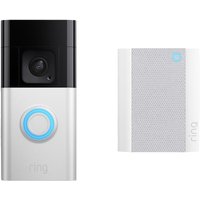 B0BFJNL42P IP-Video-Türsprechanlage Video Doorbell + Chime (2nd Gen) wlan Nickel (matt), Schw - Ring von Ring