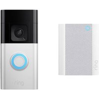 Ring B0BFJNL42P IP-Video-Türsprechanlage Video Doorbell + Chime (2nd Gen) WLAN Nickel (matt), Schwa von Ring