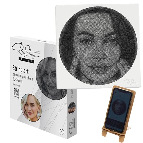 RingString- String Art Fadengemälde DIY | personalisiertes Geschenk | eigenes Bild als Garnportrait | Wunschmotiv | Wandbild (Mini 35x35 cm) von RingString