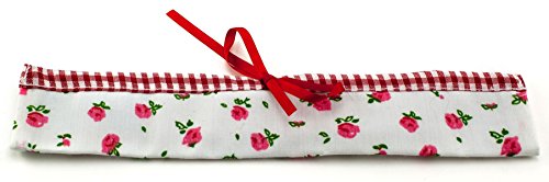 Aufbewahrung für Zahnbürsten Zahnbürstenhülle Blümchen und Karo Rot Rosa Weiß 20 x 3,5 cm Obermaterial 100% Baumwolle Schutzfolie Fairtrade Ringelsuse von Ringelsuse