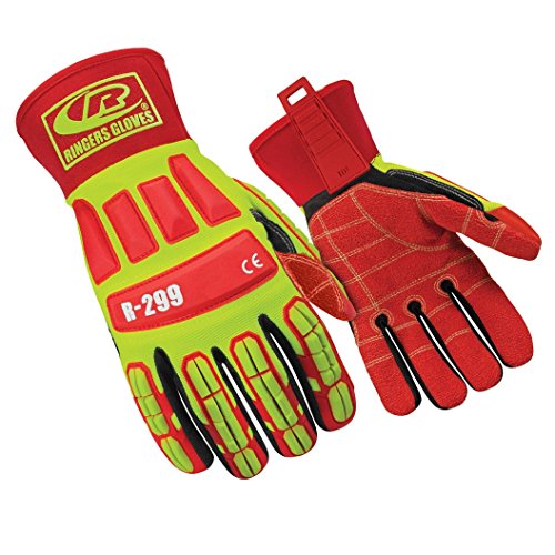 Ringers Gloves 299-09 KevLoc Grip CE Level 5 Schnittschutz-Arbeitshandschuh, strapazierfähig, Gelb/Rot, Größe M von Ringers
