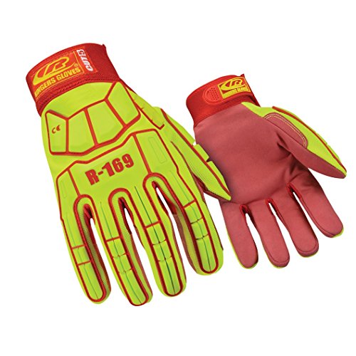 Ringers Gloves R169-12 Arbeitshandschuhe aus Kunstleder, CE-Schnitt, sichere Manschette, Gelb/Rot, Größe XXL von Ringers