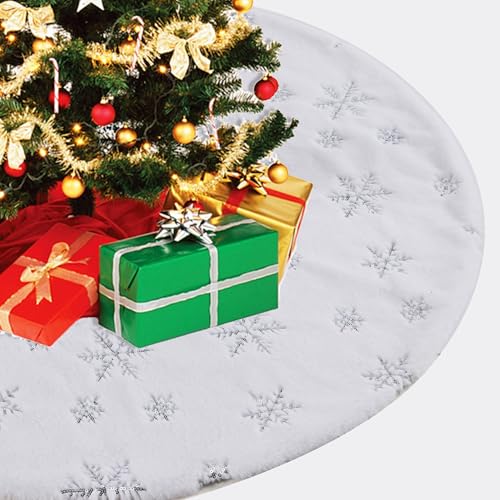 Rinling Weihnachtsbaum Decke, Weihnachtsbaumdecke Rund Weiß, Christbaumdecke Rund 78cm, Weihnachtsbaum Rock für unter den Tannenbaum Deko von Rinling