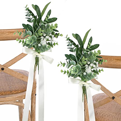Rinlong 6 x Hochzeitsgänge-Dekor, Kirchenbank, Outdoor, Hochzeit, Stuhlbank, Kirchenbänke, Schleifen für Hochzeitszeremonie, künstlicher Eukalyptus, Gang-Dekorationen Rinlong 6 x Hochzeitsgänge-Dekor, Kirchenbank, Outdoor, Hochzeit, Stuhlbank, Kirchenbänke, Schleifen für Hochzeitszeremonie, künstlicher Eukalyptus, Gang-Dekorationen von Rinlong