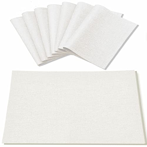 Rinpon Cloth Placemats Set of 8, Linen Type Fabric Placemats Machine Washable Placemats Heat Resistant Placemats Wrinkle Free Thick Polyester Kitchen Place Mats for Dining Table (White) von Rinpon