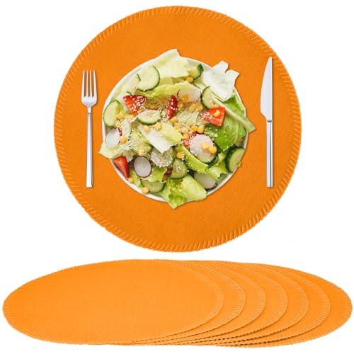 Rinpon Cloth Round Placemats Set of 8,Rustic Linen Fabric Placemats Machine Washable Placemats Heat Resistant Placemats Wrinkle Free Thick Polyester Kitchen Place Mats for Dining Table-Orange Rinpon Cloth Round Placemats Set of 8,Rustic Linen Fabric Placemats Machine Washable Placemats Heat Resistant Placemats Wrinkle Free Thick Polyester Kitchen Place Mats for Dining Table-Orange von Rinpon