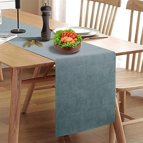 Rinpon Wasserdichter abwischbarer Tischläufer, Dicker Bauernhaus Tischläufer, Kommode Runner, Rustikaler Tischläufer für Küche Esszimmer, Wohnzimmer, Innen- und Außenbereich (153CM, Blaugrau) von Rinpon